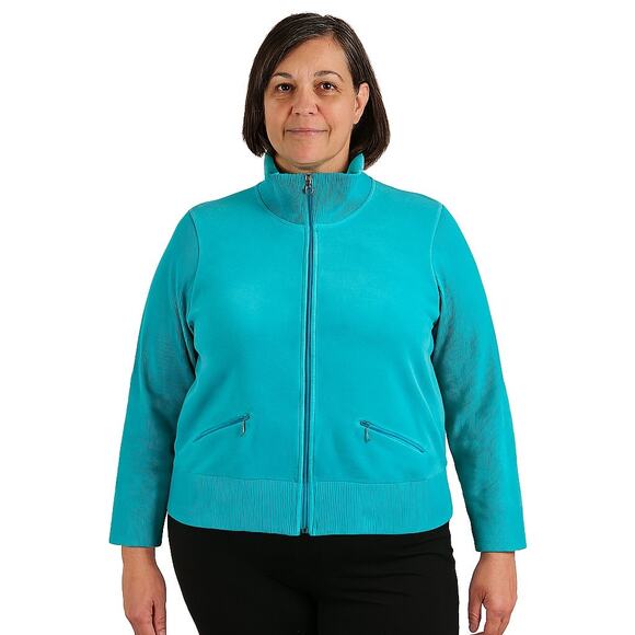 D&D Lifestyle Velour Jacket - Size Large Petite, Light Blue - Picture 1 of 7